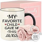 DHQH Funny Mothers Day Gifts for Women, My Favorite Gave Me This Glass 11 Oz Coffee Mug, Birthday Christmas Gifts Ideas for Mom Grandma Wife