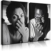 2Pcs Funny Bathroom Canvas Wall Art Black and White Comedy Movies Posters Wall Decor Funny Toilet Humor Smell Artwork Prints Friday Bathroom Painting Pictures Ready to Hang (8x10in Canvas)