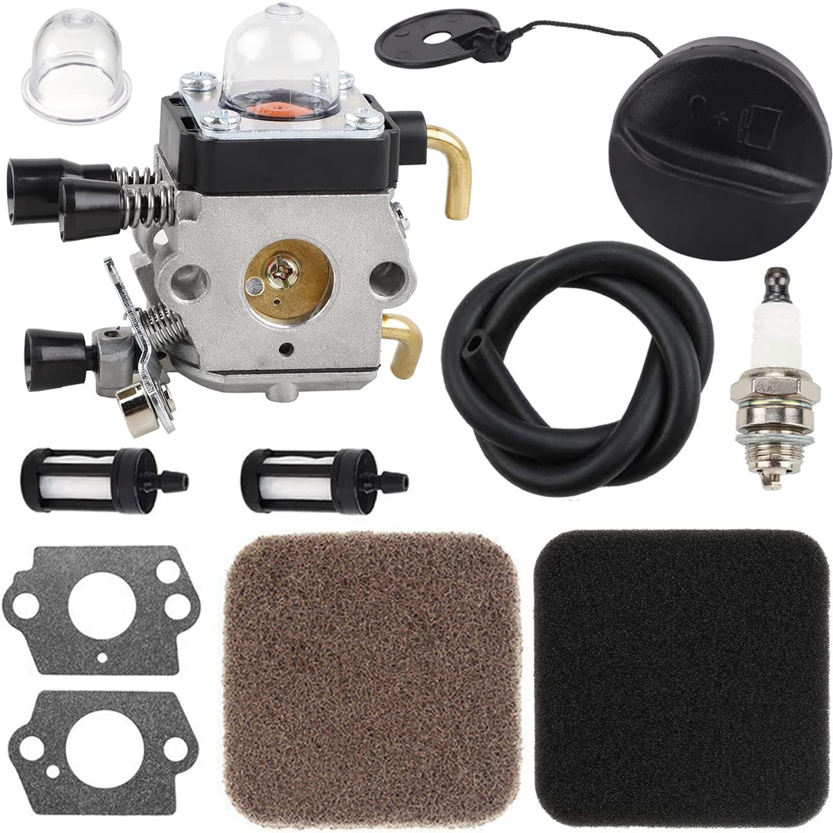 ZAMDOE Carburetor Air Filter Fuel Cap Kit for Stihl FS80R FS85 FS85R FS80 FS72 FS74 FS75 FS76 FS85RX HS72 HS74 HS75 HS76 HS80 HS85 HL75 FH75 FC75 FC85 KM80 HT70 HT75 String Trimmer