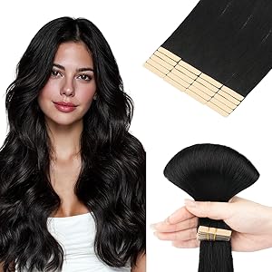 hotbanana Tape in Extensions Echthaar, 60cm Tape Extensions Echthaar 24 Zoll 20 Stück 50g Balayage Schokoladenbraun bis Honigblond Echthaar Extensions Tape Gerade Remy Echthaar Tape Extensions