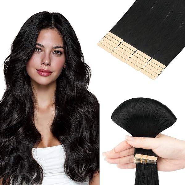 hotbanana Tape in Extensions Echthaar, 60cm Tape Extensions Echthaar 24 Zoll 20 Stück 50g Balayage Schokoladenbraun bis Honigblond Echthaar Extensions Tape Gerade Remy Echthaar Tape Extensions