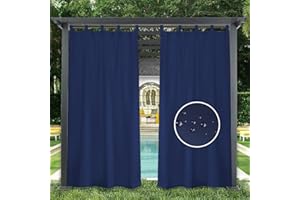 GZQIAWY 1 Panel Outdoor Curtains Waterproof Indoor Blackout Privacy Curtain for Patio Pool Hut Pavilion Gazebo Pergola,80 in x 60 in (W x L),Dark Blue