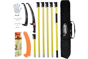 Jovant Manual Pole Saw,6.5-20 ft Extendable Pole with Double Lock Design to Reach up 26 ft for High Branches Trimming,SK5 Sharp Three-Sided Sharpened Edges Blade for Pruning Wild Palm Shrub and Tree