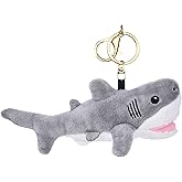 mkookm Shark Plush Keychain – Cute Kawaii Soft Stuffed Animal Toy, Mini Plushie Keychain Gift for Kids, Backpack or Purse Accessory – 5” Cartoon Shark Travel Buddy