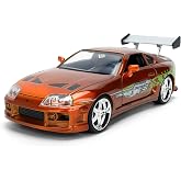 Diecast Model Car Compatible for Fast &amp; Furious 25th Anniversary Edition 1:24 Brian's Toyota Supra in Brush Finish Color by Jada