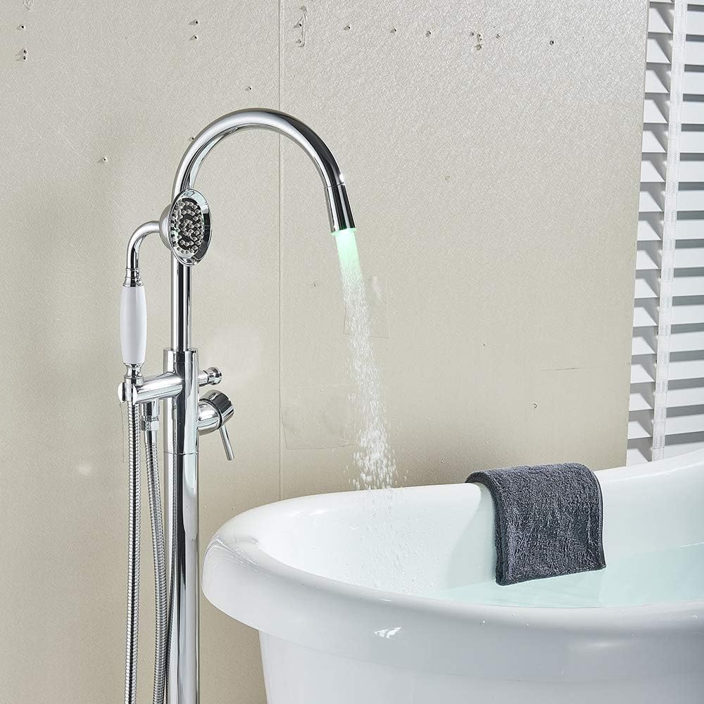 Votamuta Free Standing Bathroom Tub Filler Shower Faucet Chrome