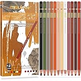MISULOVE Charcoal Pencils Drawing Set, 12 Colors Professional Soft Pastel Pencils, Skin Tone Colored Pencils for Sketching, D
