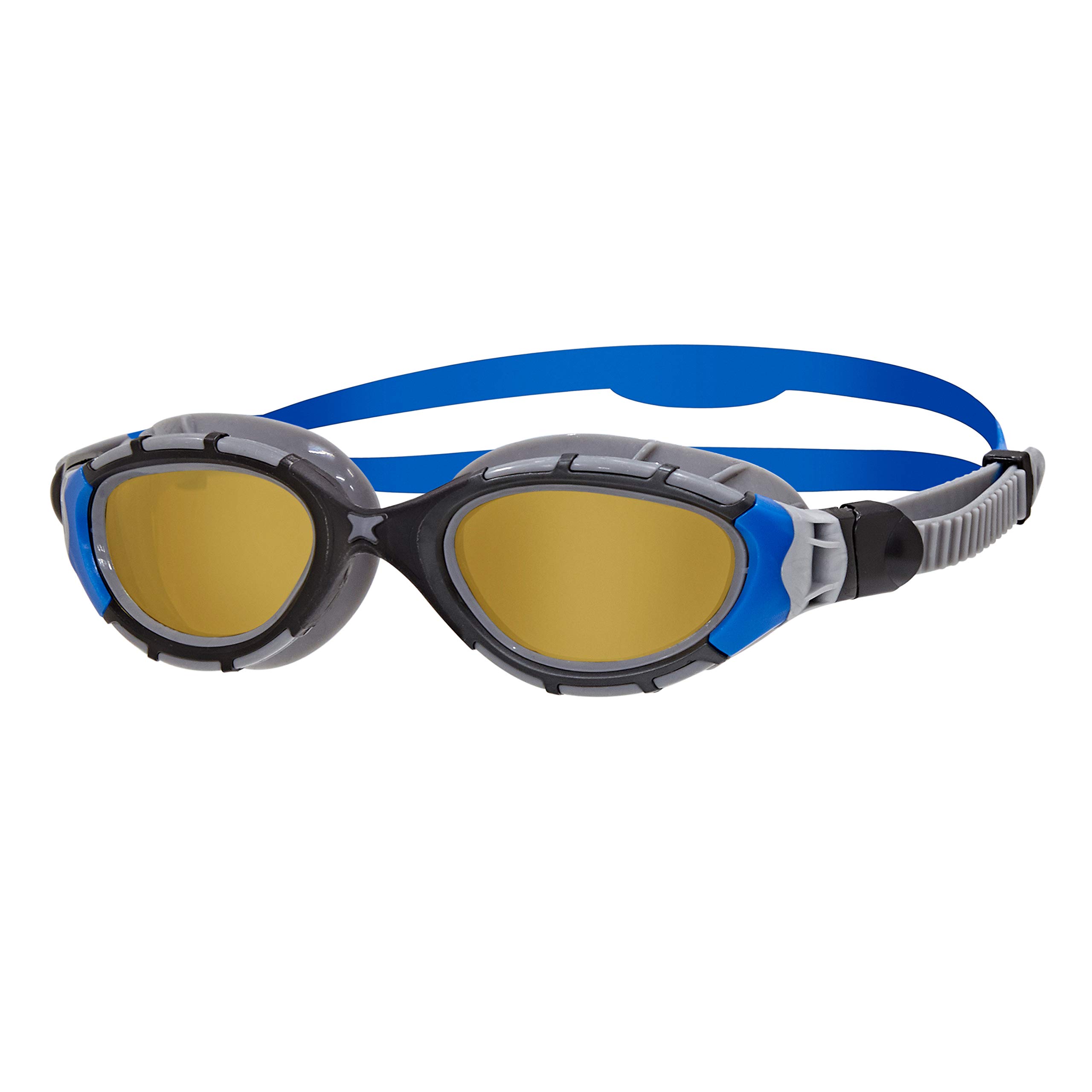 Zoggs Predator Flex Goggle, UV Protection Swim Goggles,Black/Blue/Copper Polarized, small