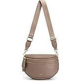 Kattee Crossbody Bag Bum Bags for Women, Leather Fanny Packs Belt Bag, Spacious Sling Purses for Women with RFID Blocking, Khaki