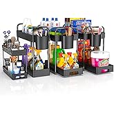 ZIZOTI 4 Pack Under Sink Organizer and Storage - Stackable 3 Size 2 Tier Bathroom Under the Sink Organizers Multi-Usage Kitchen Cabinet Organizers and Storage Sink Bath Shelf Baskets