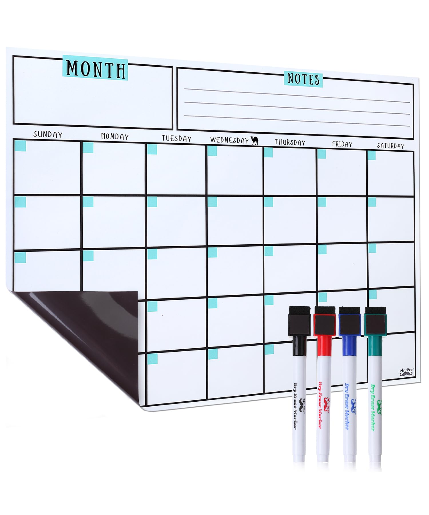 Photo 1 of Mr. Pen- Dry Erase Calendar for Fridge, Magnetic, 14.7 x 11.8, Magnetic Calendar with 4 Dry Erase Markers, Back to School Supplies