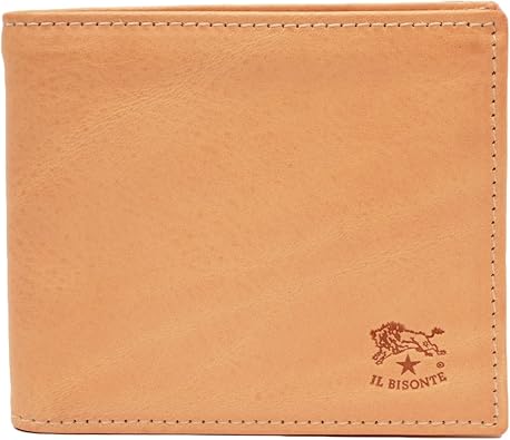 Amazon イルビゾンテ 本革 二つ折り財布 ヌメ 純正保存袋付き イタリア製 メンズ レザー ウォレット 財布 札入れ 小銭入れ ナチュラル Il Bisonte イルビゾンテ 財布