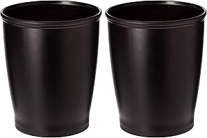 INTERDESIGN iDesign Small Round Plastic Trash Cans, The Kent Collection – Set of 2, 8.35” x 8.35” x 10”, Bronze