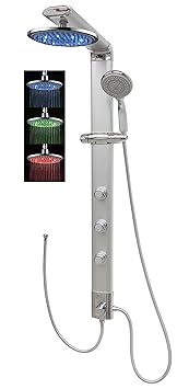 Duschsäule Duschpaneel Brausepaneel Duschsystem große runde Led Regendusche Aluminium Duschgarnitur Dusch Set Handbrause Dusc