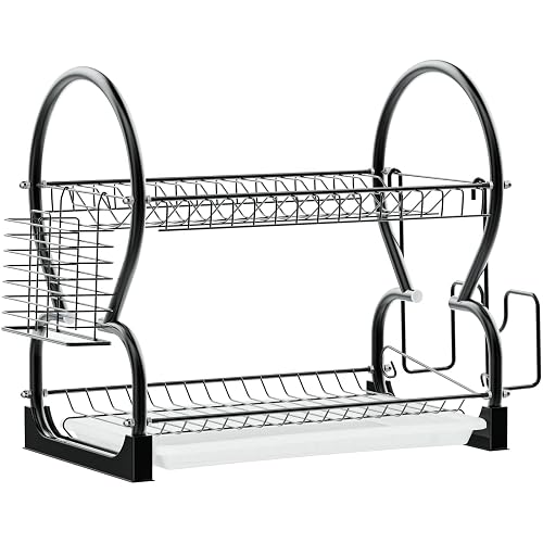 Dish Drying Rack - iSPECLE Stainless Steel 2 Tier Dish Rack with ...