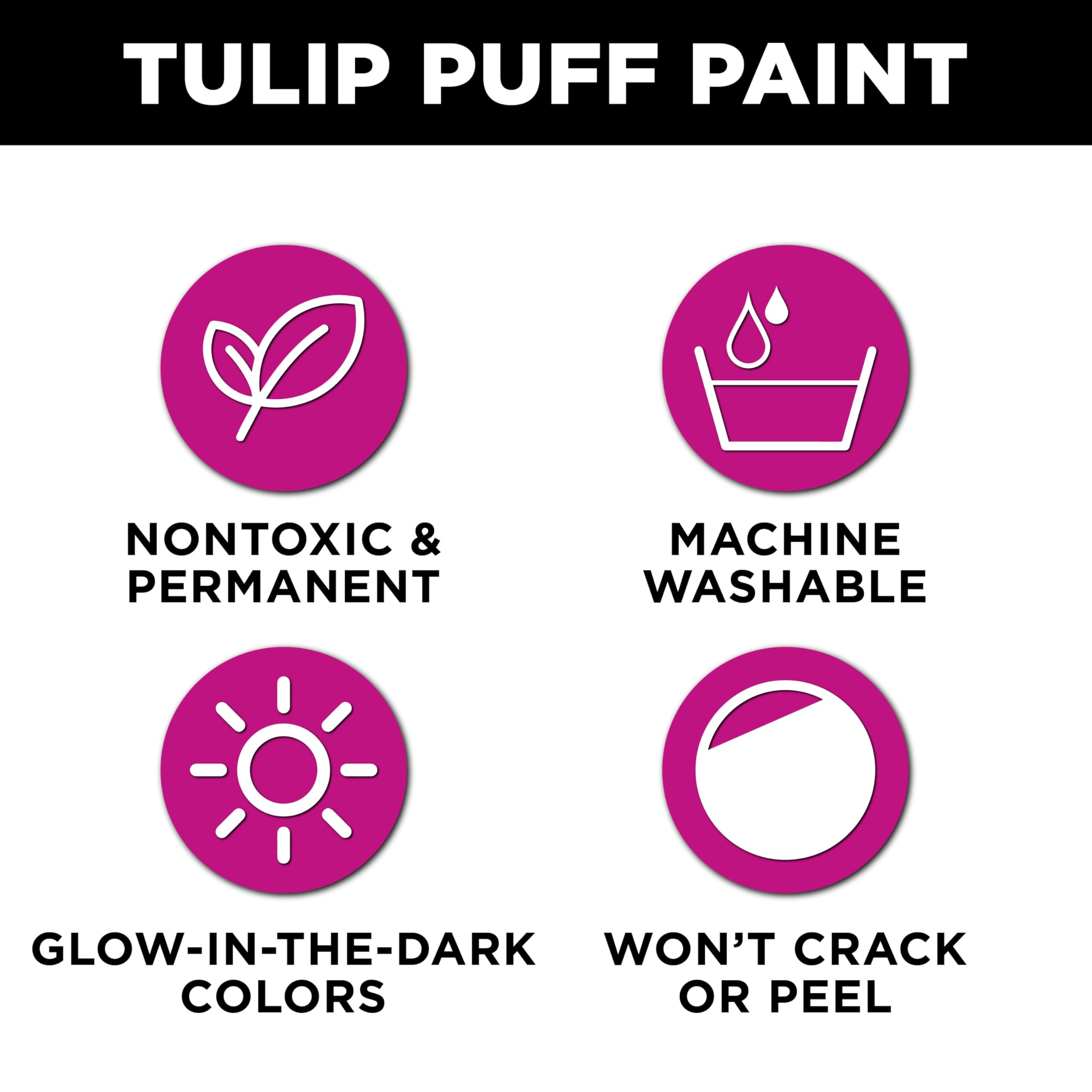 Tulip Puff Glow In The Dark Fabric Paint, Permanent Craft Paint for Clothes, DIY Projects, Notoxic, 4 fl oz, Glow Natural