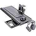 Klearlook Keyboard Tray Under Desk with 360° Rotation, Adjustable Ergonomic Computer Keyboard & Mouse Tray 25"W×11.02"D Sit Stand Desk Keyboard Holder w/Wrist Rest & Storage Drawer-Black