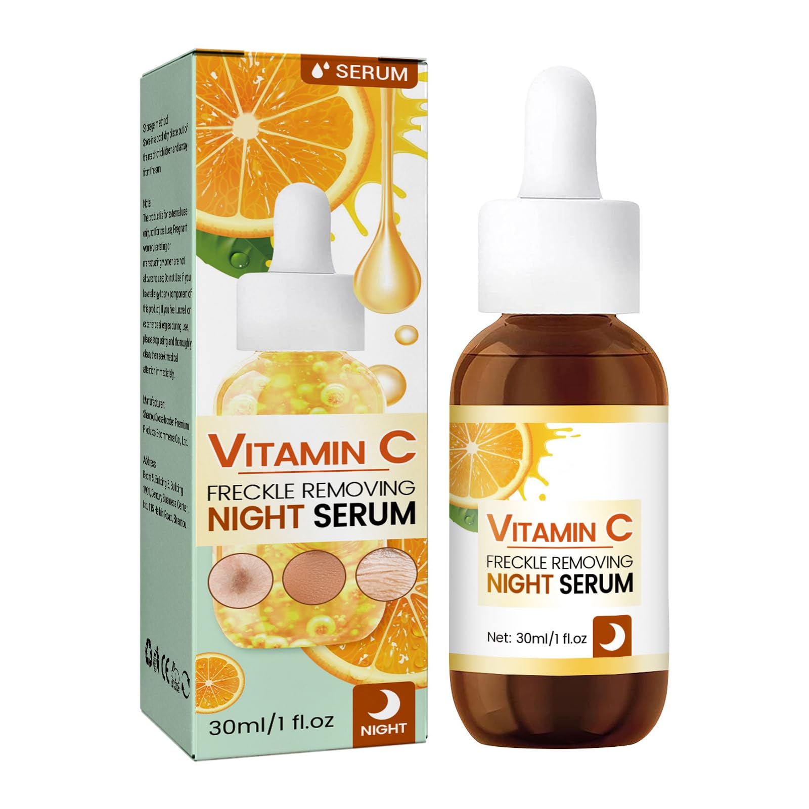 Rosarden Vitamin C Serum For Face - Anti-Dark Spots & Brightening Serum - Vitamin C Freckle Removing Night Serum with Hyaluronic Acid & Lemon Extract - Vitamin C Serum For Dull, Tired