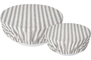 Now Designs Reusable Bowl Cover to Reduce Waste, Ticking Stripe - Large & Medium | Set of 2