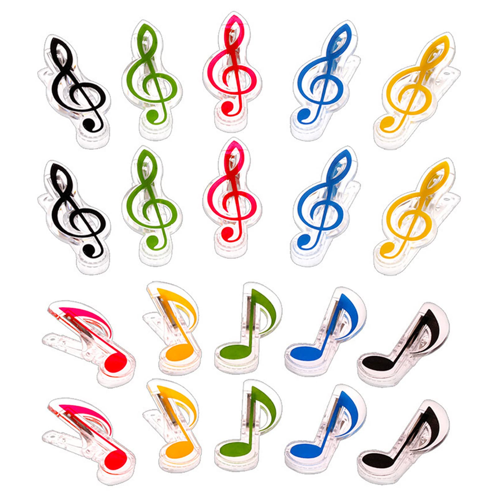 Liwein Music Note Clips, 20Pcs Plastic Music Book Clip, for Music Stand Sheet Music File Folder, Photo Clips for Paper Rope Home Office
