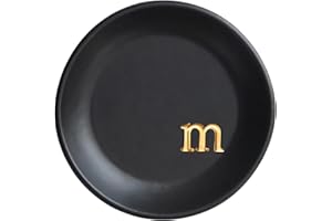COLLECTIVE HOME - Ceramic Jewelry Tray, Decorative Trinket Dish for Rings Earrings Necklaces Bracelet Watch Keys, Birthday Mother's Day Christmas Gift for Women, 4.75", Black Surface (m)