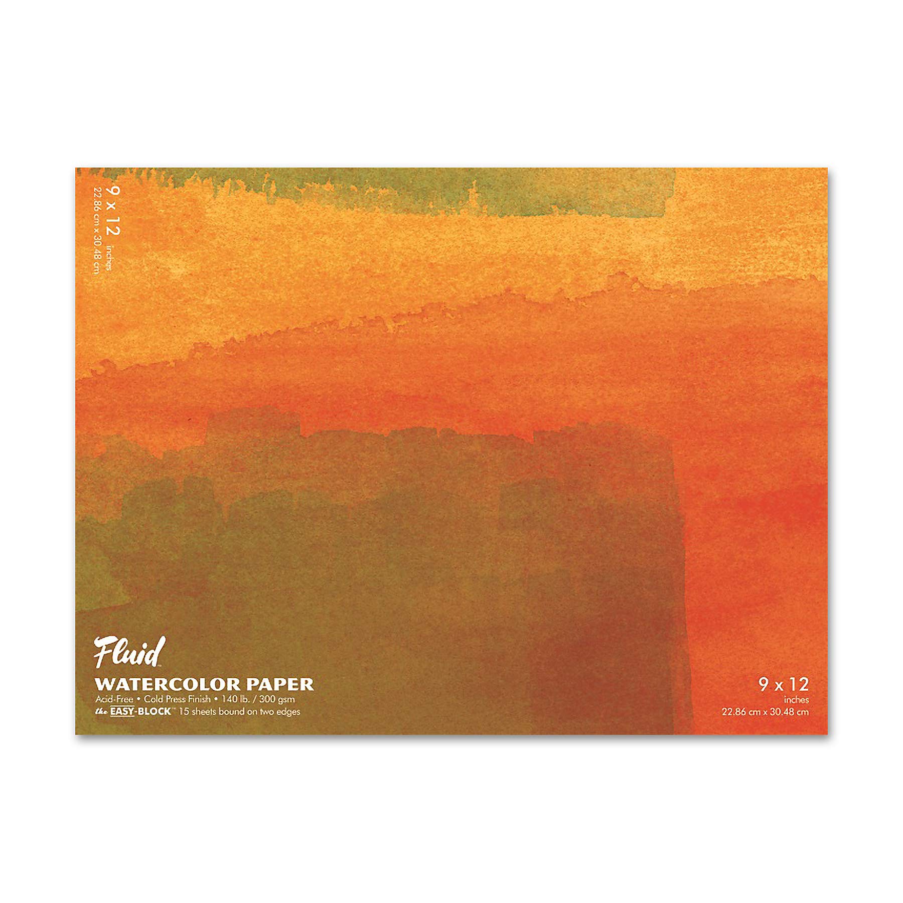 Fluid Watercolor Paper 880912 140LB Cold Press 9 x 12 Block, 15 Sheets