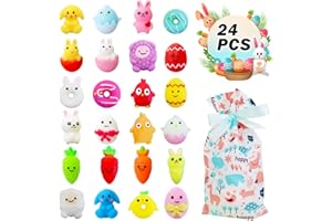 TOANWOD 24 PCS Easter Egg Fillers Mochi Squishy Toy: Easter Basket Stuffers Bunny Stuffed Squishies - Fidget Toys Bulk Stress Relief Toys - Party Favors for Kids Easter Goodie Bags Toy Class Gift
