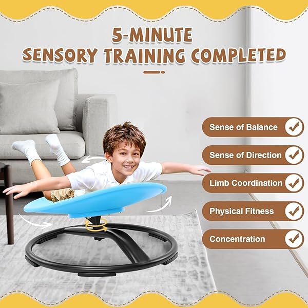 ZHENX SPINNING CHAIR FOR AUTISTIC KIDS (AGES 3-18) – 220LBS CAPACITY SENSORY SWIVEL SEAT – SENSORY TOY FOR TEENS WITH ADHD/AUTISM – SIT AND SPIN CALMING GIFT TO IMPROVE FOCUS & BODY BALANCE (BLUE)