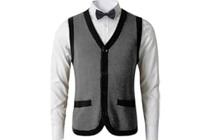 ZHILIFS Mens Sweater Vest Solid Knitted Lightweight Thermal Cardigan,DXL Big and Tall Vest