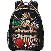 KOSUES Mexican American Flag Eagle Laptop Backpacks Double Shoulder Laptop Pack Bag Daypack Back Pack Bags Rucksack Computer Bag with Side Pockets Front Zipper Pockets For Commutes Travel