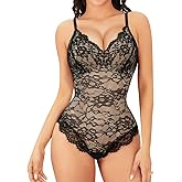 Vorcy Lace Bodysuit for Women Tummy Control Backless Top V-Neck Shapewear Bodysuit