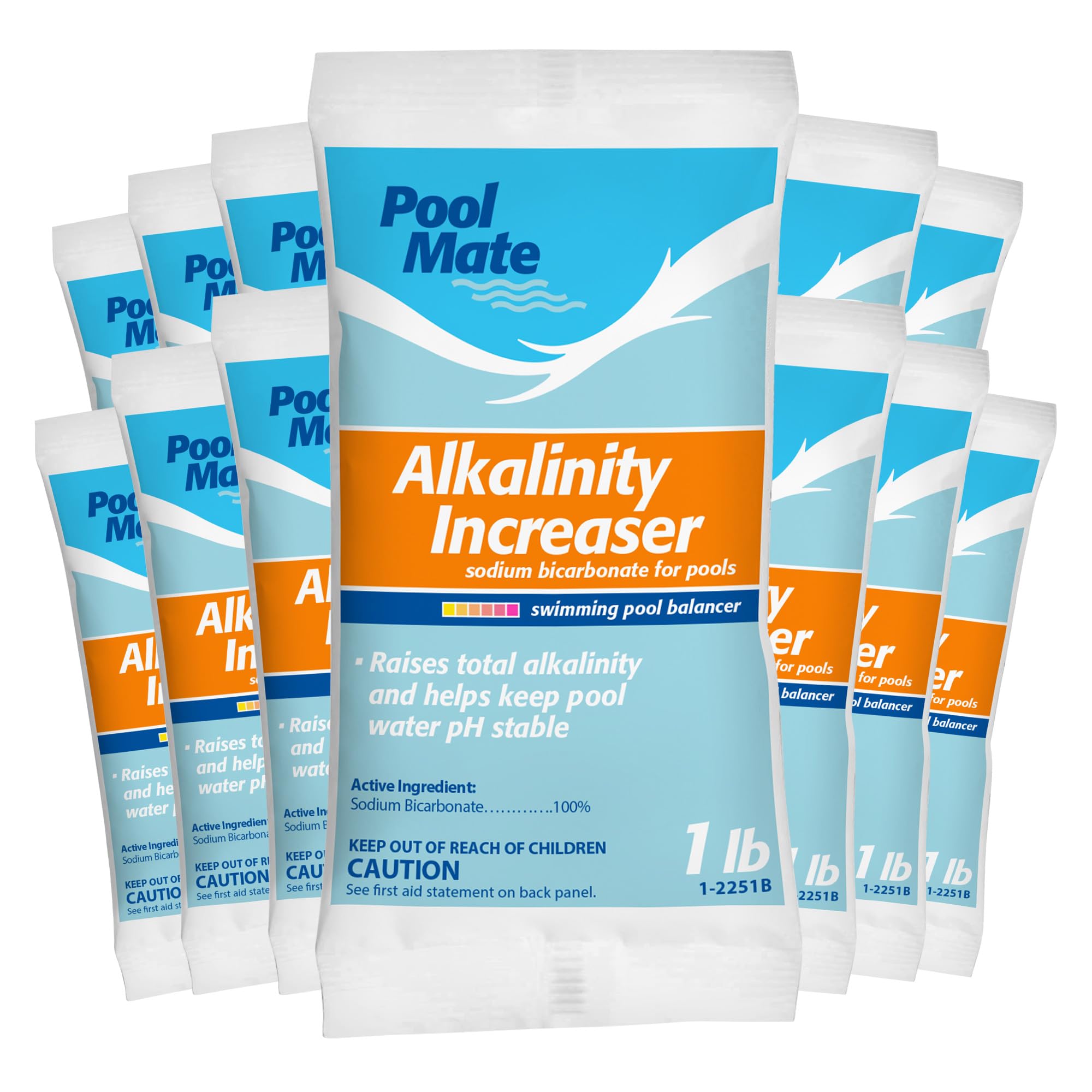 Pool Mate 1-Pound 12-Pack Premium Alkalinity Increaser for Swimming Pools, 100% Sodium Bicarbonate, Made in USA Image