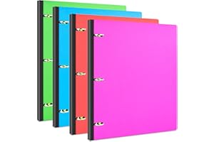 INFUN Telescoping 3 Ring Binder - 4PCS, Portable Plastic 3 Ring Binder with Telescoping Spine, Binders with Foldable Front Cover Holds 8.5"x11" Paper for School, Office, Homes
