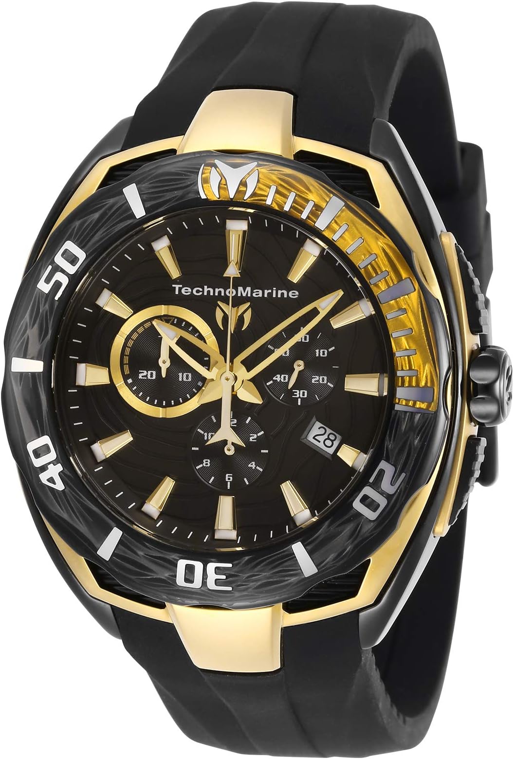 Technomarine Men's Cruise California II Stainless Steel Quartz Watch with Silicone Strap, Black, 25 (Model: TM-118042)