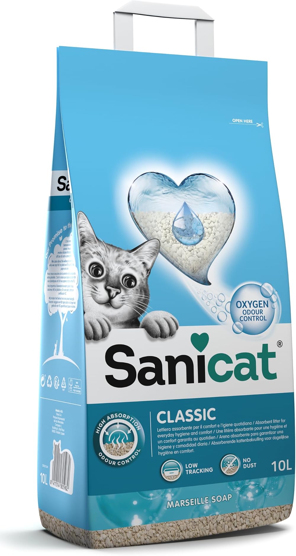 Sanicat Classic Marseille Soap Scented Cat Litter 10L Low Dust