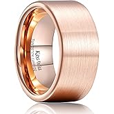 King Will Basic Gold/Rose Gold/Brown Plated Tungsten Wedding Band for Men/Women, 2mm/4mm/6mm/8mm/10mm/12mm Width Band Rings, Pipe Cut Matte Brushed Finish Cigar Band Ring Comfort Fit