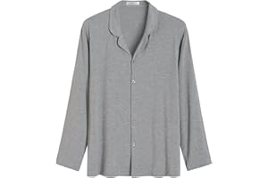 Latuza Men's Bamboo Viscose Button Down Pajama Top Long Sleeve Sleep Shirt