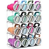 Design for Stanley 40 OZ & Large Bottles & Tumblers with Handle - Acrylic Water Bottle Organizer - Stackable Clear Wine Rack Cup Holder for Home Kitchen Pantry Shelf Countertop Cabinet, 4 Tier Hold 16