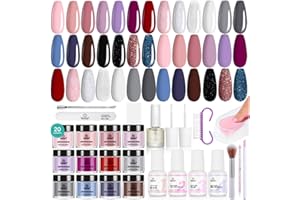 BEETLES GEL POLISH Beetles Dip Powder Nail Kit Starter, 20 Colors Nude Pink Blue Glitter Dipping Powder Set with Base Top Coat Activator for Nail Art Manicure Modern Muse Collection