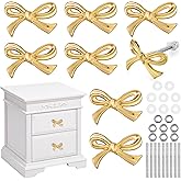 MorningRo 8 Pcs Gold Bow Drawer Knobs Matel Bow Knobs For Dresser Vintage Dresser Handles Pulls