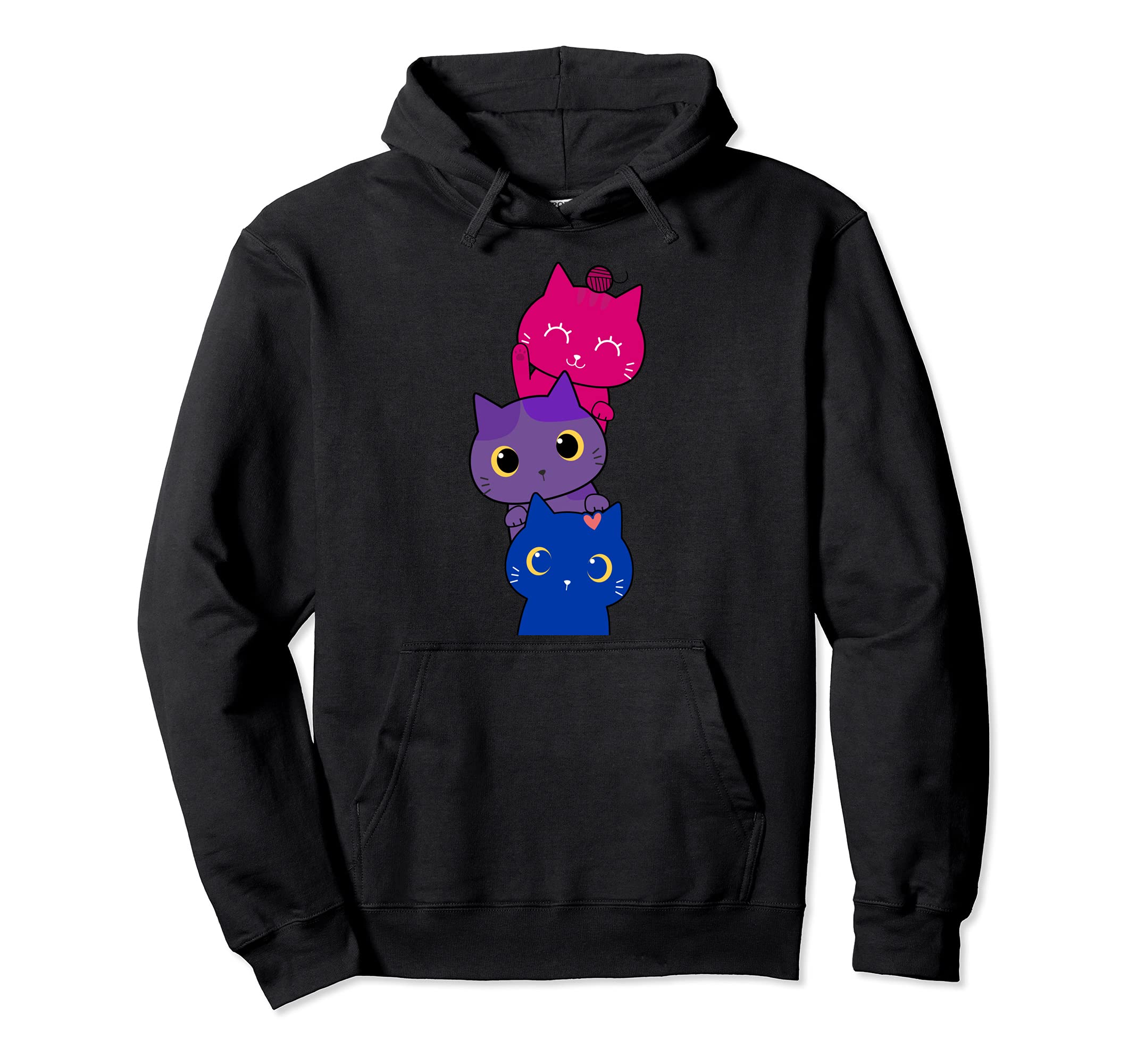 Bisexual Pride Kawaii Kitty Cat Stack Cute style Anime Pullover Hoodie