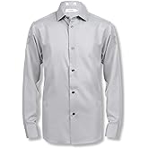 Calvin Klein boys Long Sleeve Sateen Dress Shirt, Button-down Style With Cuffs & Shirttail Hem