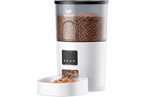 IMIPAW Automatic Cat Feeder, 3L Timed Dry Food Dispenser with Desiccant, Programmable Portion Control, Dual Power Backup, 10 Meals Daily, 15 Portions Per Meal, Suitable for Small Pets, Easy Setup