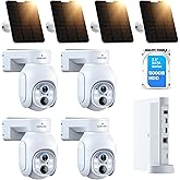 Solar Security Cameras Wireless Outdoor,2K Solar Cameras for Home Security, Wireless Security Camera System with 360° Pan & Tilt, Color Night Vision, 500GB HDD NVR, No Subscription, 2.4G & 5G WiFi