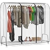 Zilink Clear Garment Rack Cover 6Ft Transparent Clothes Rack Cover Waterproof Clothing Rack Cover with 2 Durable Zippers for Garment Rack (72"L x 20"W x 60"H, Rack Not Included)