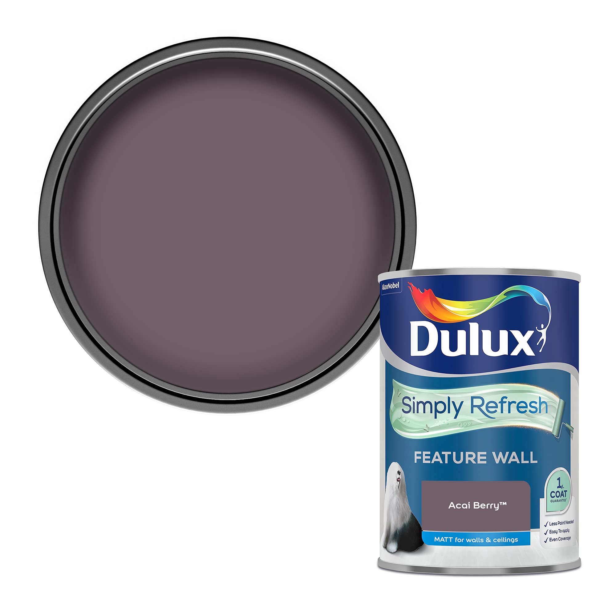 Dulux 5569241 Simply Refresh Feature Wall Matt Emulsion Paint, Acai Berry, 1.25 L