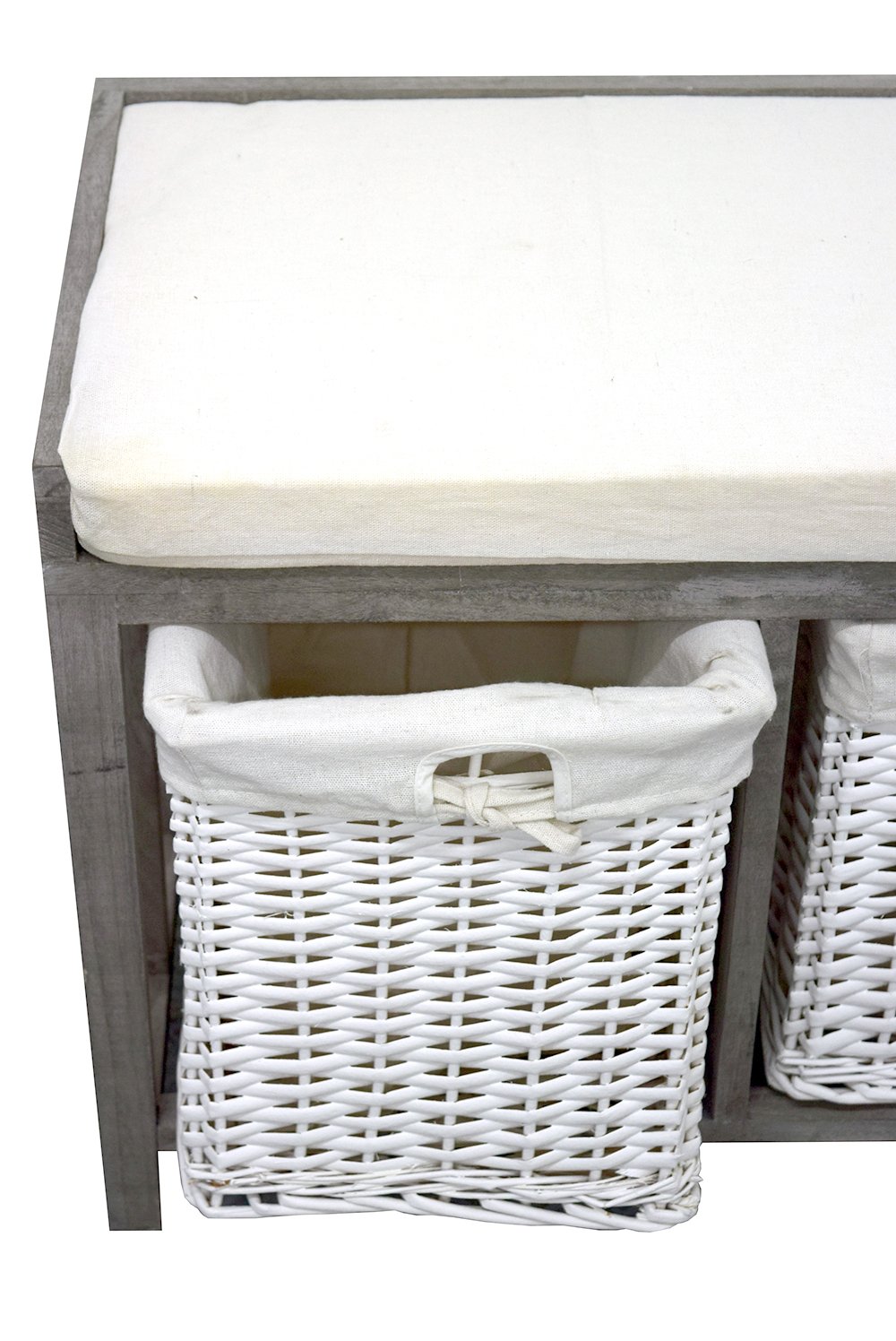 Re4387 H X L X P Rebecca Mobili Banc Coffre De Rangement 2 Tiroirs Banc En Bois Blanc Gris Shabby Entree Cuisine Art 48 Cm X 62 Cm X 37 Cm Isita Com Mx