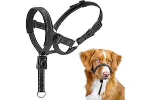 GOGOPAW No Pull Gentle Leader Soft Padded Dog Head Halter Collar, Adjustable Gentle Leader for Large Medium Small Dogs, Reflective Dog Training Leash for Easier Control and Walk(Black,1)