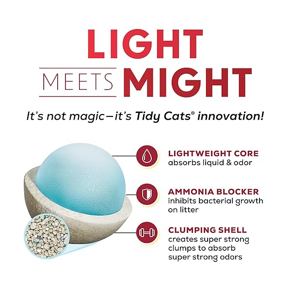 PURINA TIDY CATS LIGHTWEIGHT 24/7 PERFORMANCE ODOR CONTROL, MULTI-CAT, CLUMPING, 99.9 PERCENT DUST FREE CAT LITTER – 17 LB. BOX