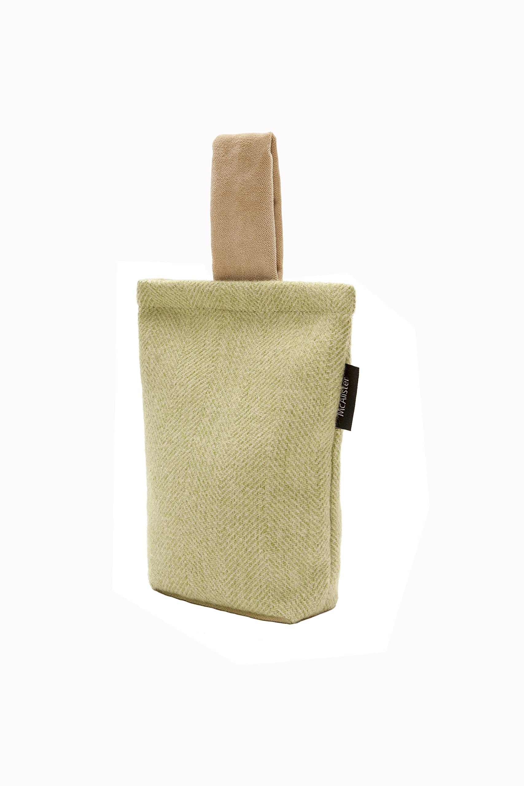 McAlister Textiles Sage Green Unfilled Herringbone Doorstop Decorative Fabric Doorstopper for All Doors Machine Washable 21x17cm 8x7 Inches